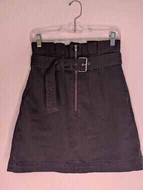 Joes Jeans NWT Calypso Exposed Zip Skirt 26 Black Denim Ruffle Belted Skirt Chic
